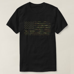 Camiseta Bandera Americana en Colores de Camuflaje Militar