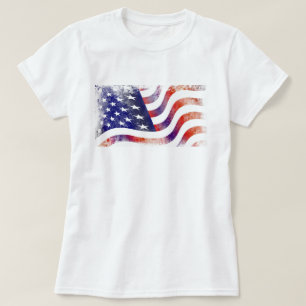 Camiseta Bandera Americana Fachada Al Estilo Grunge Patriót