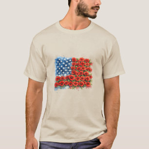 Camiseta Bandera Americana FloralFlor Patriótico, 4 de Juli