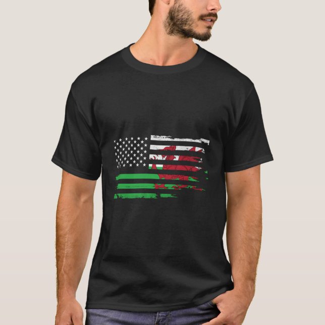 Camiseta Bandera Americana Galesa De Gales Bandera Angustia (Anverso)