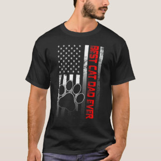 Camiseta Bandera Americana Gato Mejor Papá Gato Día del Pad