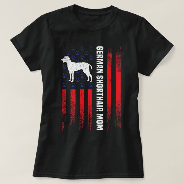 Camiseta Bandera americana German Shorthair Pointer Mom Gid (Diseño del anverso)