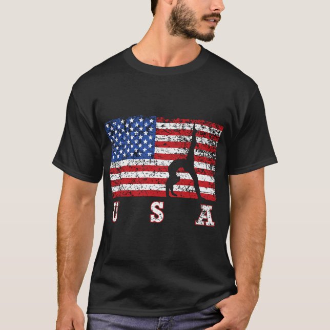 Camiseta Bandera Americana Gimnasia EEUU Regalo, equipo de  (Anverso)