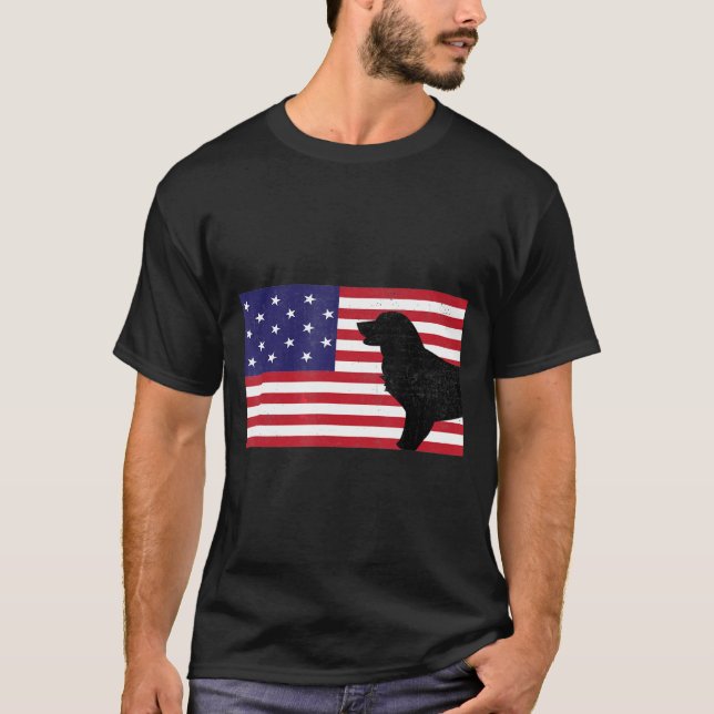 Camiseta Bandera Americana Golden Retriever-Patriotic Flag (Anverso)