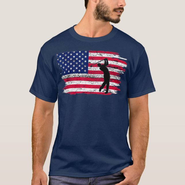 Camiseta Bandera Americana Golf 4 de Julio Patriótico Golfe (Anverso)