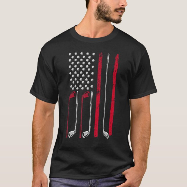 Camiseta Bandera Americana Golf Patriótico Golf 4 De Julio (Anverso)