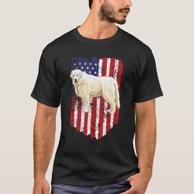 Camiseta Bandera Americana Gran Pirineo 4 De Julio Estados  (Anverso)