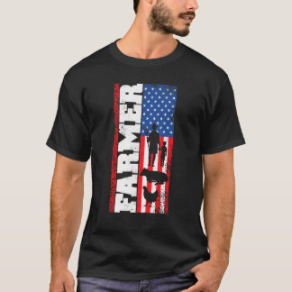 Camiseta Bandera Americana Granjero Vaca Pollo