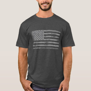 Camiseta Bandera Americana Gris Plateado Patriótica Genial