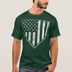 Camiseta Bandera Americana Grunge Home Plate Patriótico Bas