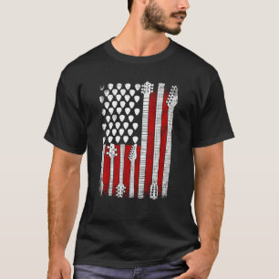 Camiseta Bandera Americana Guitar Red White Patriotic Music