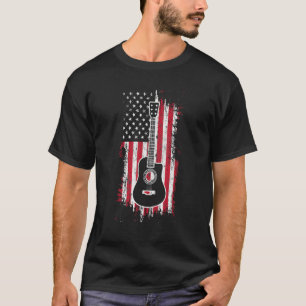 Camiseta Bandera Americana Guitar Red White Patriotic Music