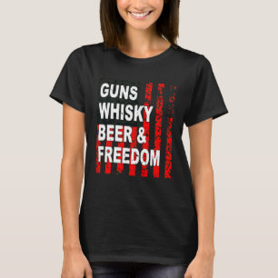 Camiseta Bandera Americana Gun Whisky Beer & Freedom