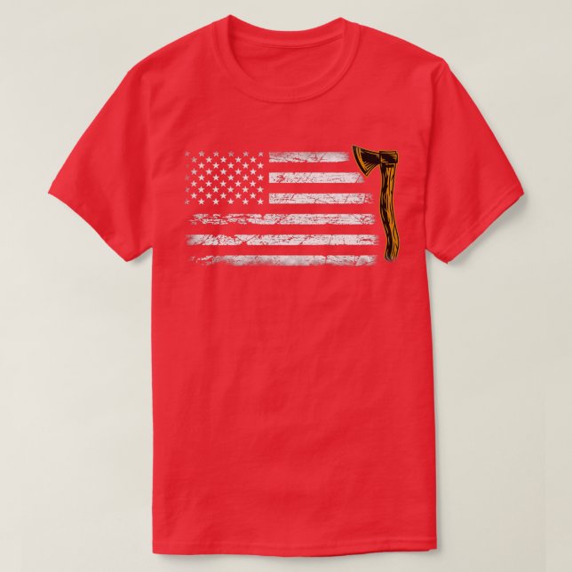 Camiseta Bandera Americana Hatchet Funny Ax Lover (Diseño del anverso)
