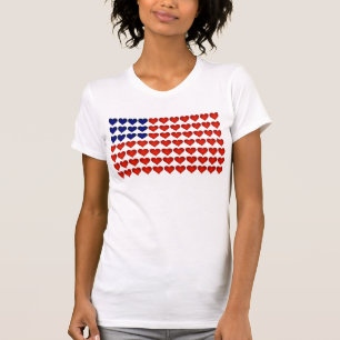 Camiseta Bandera americana hecha de corazones