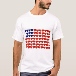Camiseta Bandera americana hecha de corazones