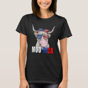 Camiseta Bandera Americana Highland Cow Moo Rica 4 De Julio