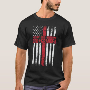 Camiseta Bandera Americana Hombre De Dios Esposo Papá Abuel