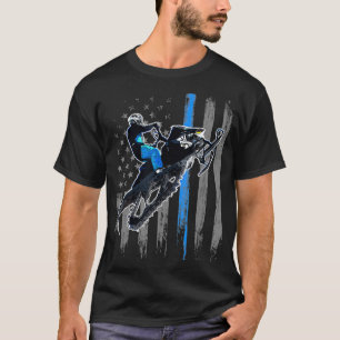 Camiseta Bandera Americana Hombres Snowmobile montando en m