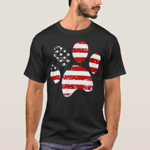 Camiseta Bandera Americana Huella de Perro Patriótica EEUU