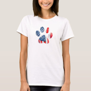 Camiseta Bandera Americana Huella de Perro Patriótica Orgul