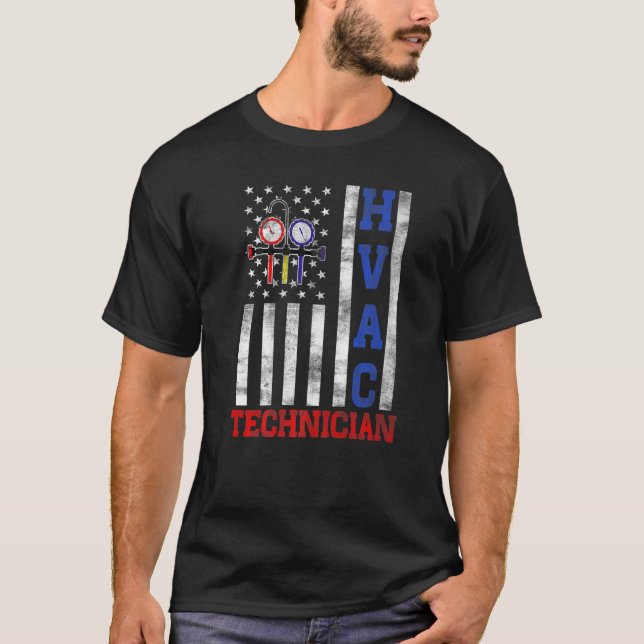 Camiseta Bandera Americana HVAC Technist USA Flag HVAC Tech (Anverso)