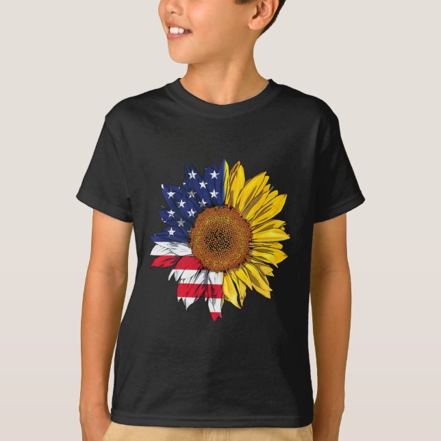 Camiseta Bandera Americana Independencia Del Girasol 4 De J (Anverso)