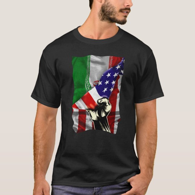 Camiseta Bandera americana iraní enarbola la bandera de los (Anverso)