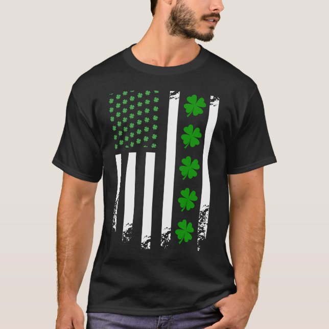 Camiseta Bandera Americana Irlandesa Bandera San Patrón Día (Anverso)
