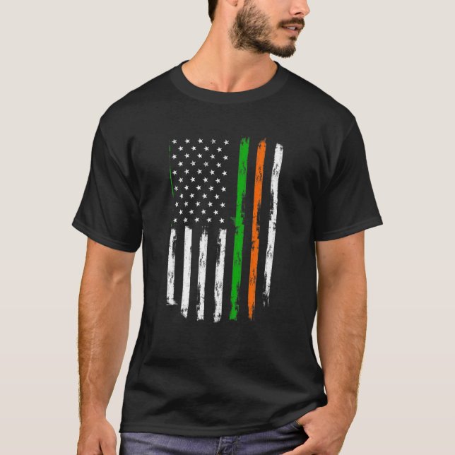 Camiseta Bandera Americana Irlandesa Bandera San Patrón Día (Anverso)