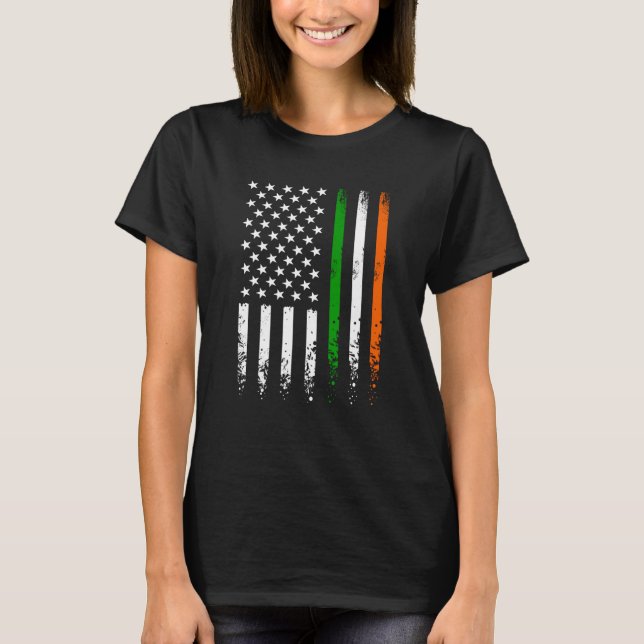 Camiseta Bandera Americana Irlandesa Bandera San Patrón Día (Anverso)