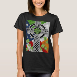 Camiseta Bandera americana irlandesa celta cruzada USA