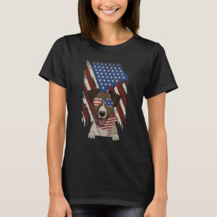 Camiseta Bandera Americana Jack Russell Terrier Papá Perro