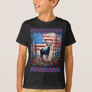 Camiseta Bandera Americana Jungla Caza Lover Camo Deer Art 