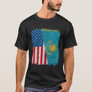 Camiseta Bandera americana kazaja mitad USA Kazajistán raíz