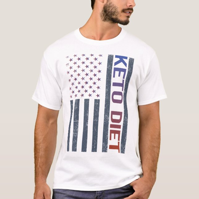 Camiseta Bandera Americana Keto Dieta Ketogenic Ketone Keto (Anverso)