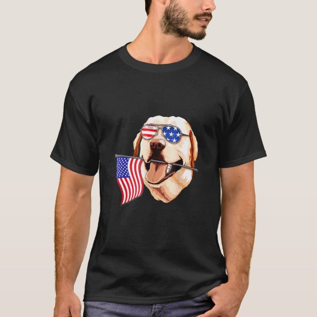 Camiseta Bandera americana Labrador Patriótico (Anverso)