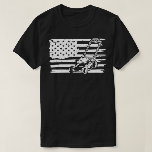 Camiseta Bandera Americana Lawnmower Shirt Lawn Mowing Shir (Diseño del anverso)