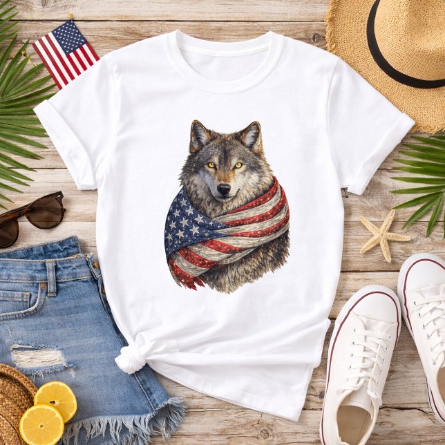 Camiseta Bandera Americana Lobo (Subido por el creador)