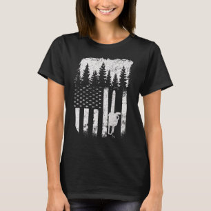 Camiseta Bandera Americana Lumberjack Forestal Wood Chainsa