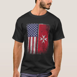 Camiseta Bandera Americana Maltesa Malta Cross Usa America 