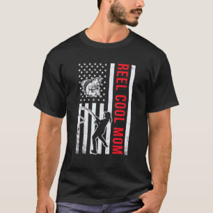 Camiseta Bandera Americana Mamá Pescadora Cool Madre Fisher
