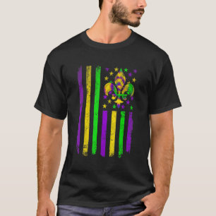 Camiseta Bandera Americana Mardi Gras Fleur De Lys Retro Ma