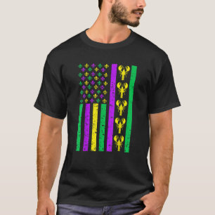 Camiseta Bandera Americana Mardi GrasMardi Gras Crawfish Se