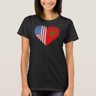 Camiseta Bandera Americana Marroquí Corazón Marruecos