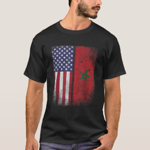 Camiseta Bandera Americana Marroquí Marruecos Usa El Regalo