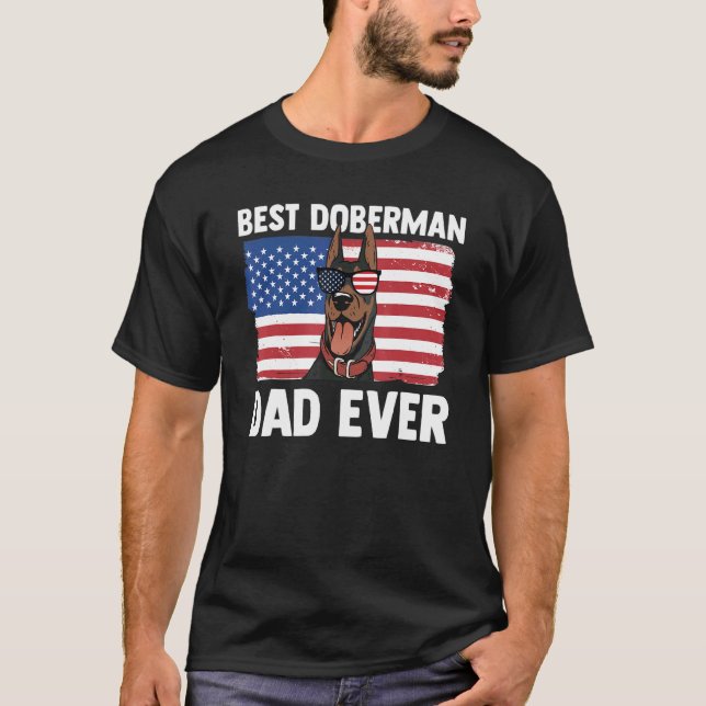 Camiseta Bandera Americana Mejor Doberman Pinscher Dad Ever (Anverso)