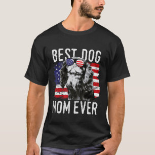 Camiseta Bandera Americana Mejor Mamá Perro Jamás Inglés Ju
