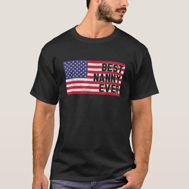 Camiseta Bandera Americana Mejor Niñera Nana Patriótica Cua (Anverso)