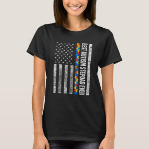 Camiseta Bandera Americana Mejor Padrastro de Autismo Siemp